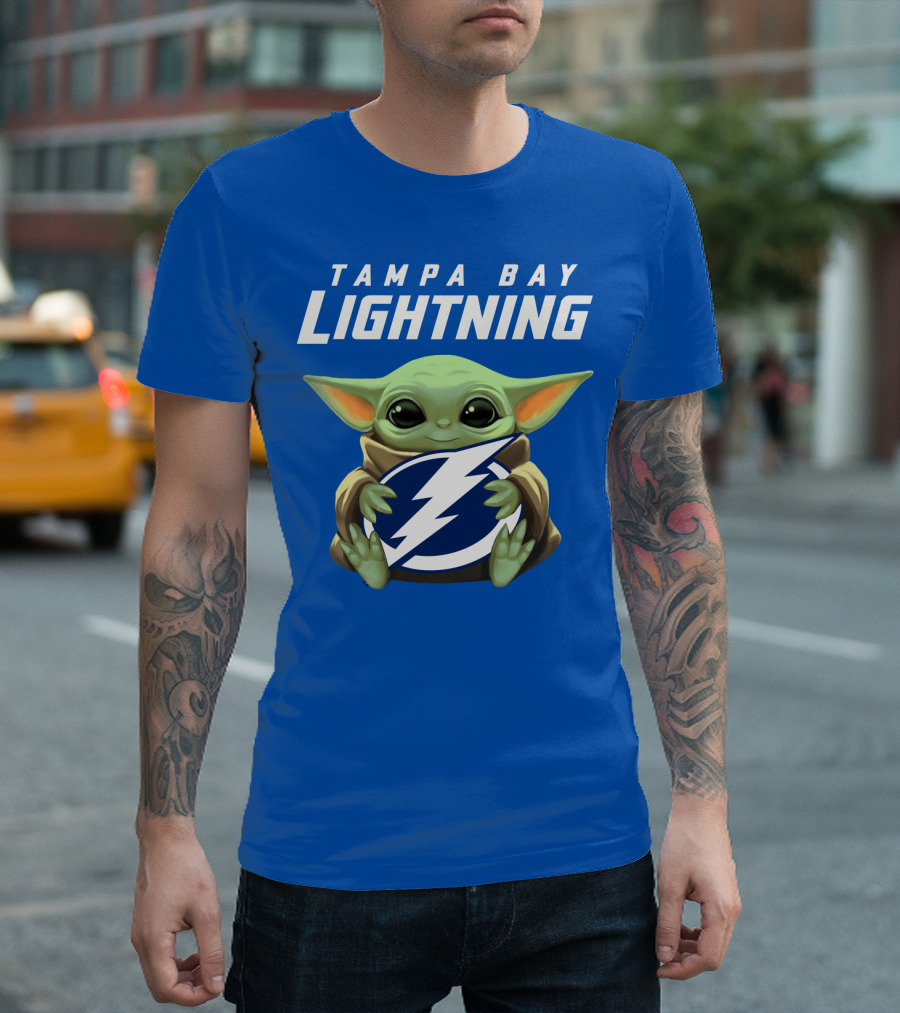 Tampa Bay Lightning Baby Yoda Holding T-Shirt