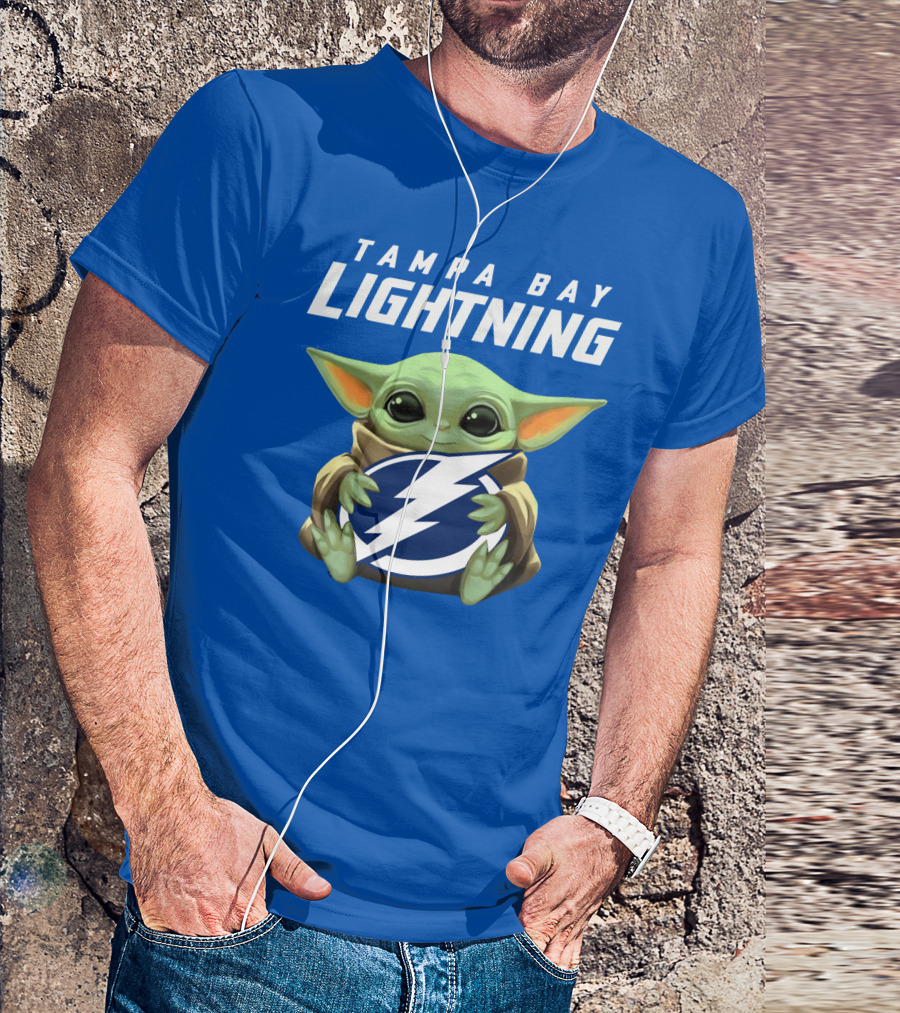 Tampa Bay Lightning Baby Yoda Holding T-Shirt