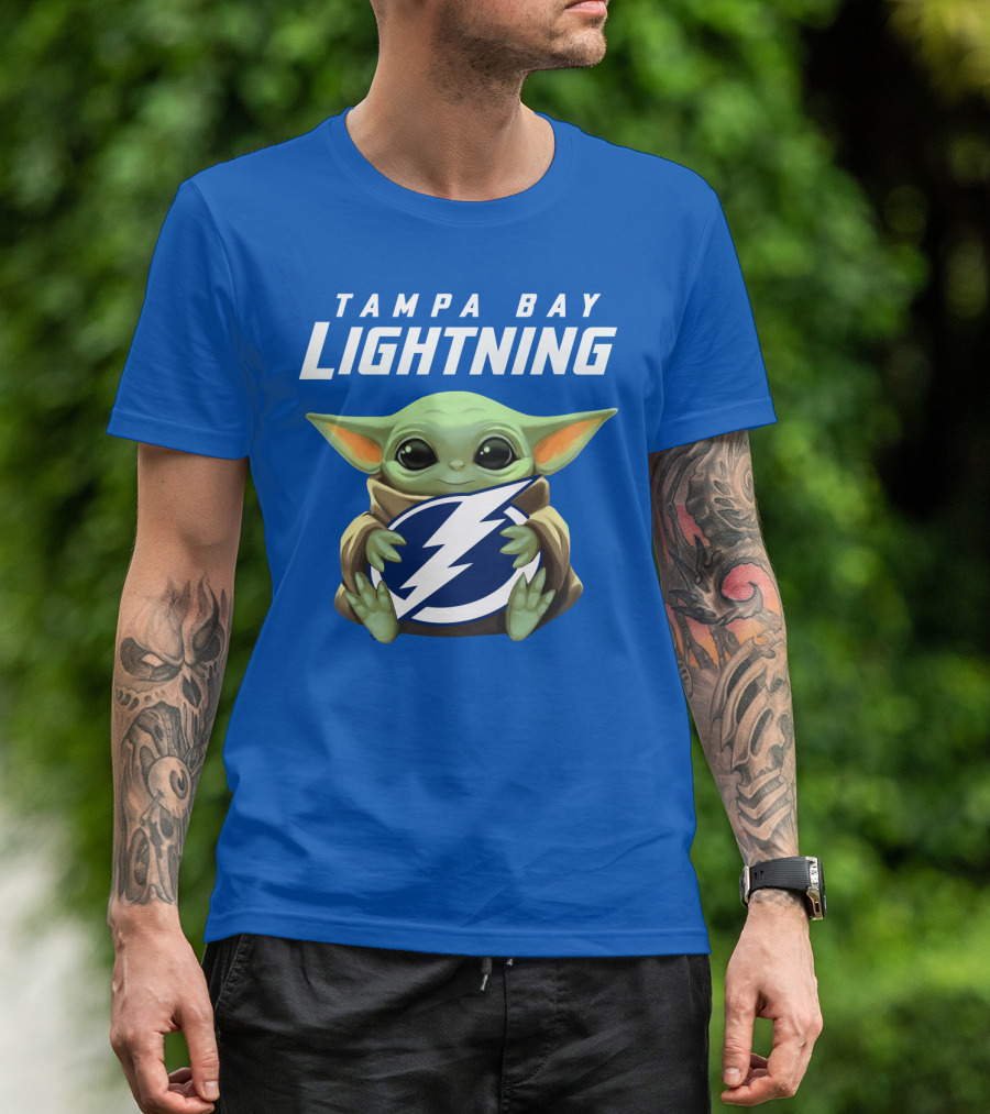Tampa Bay Lightning Baby Yoda Holding T-Shirt