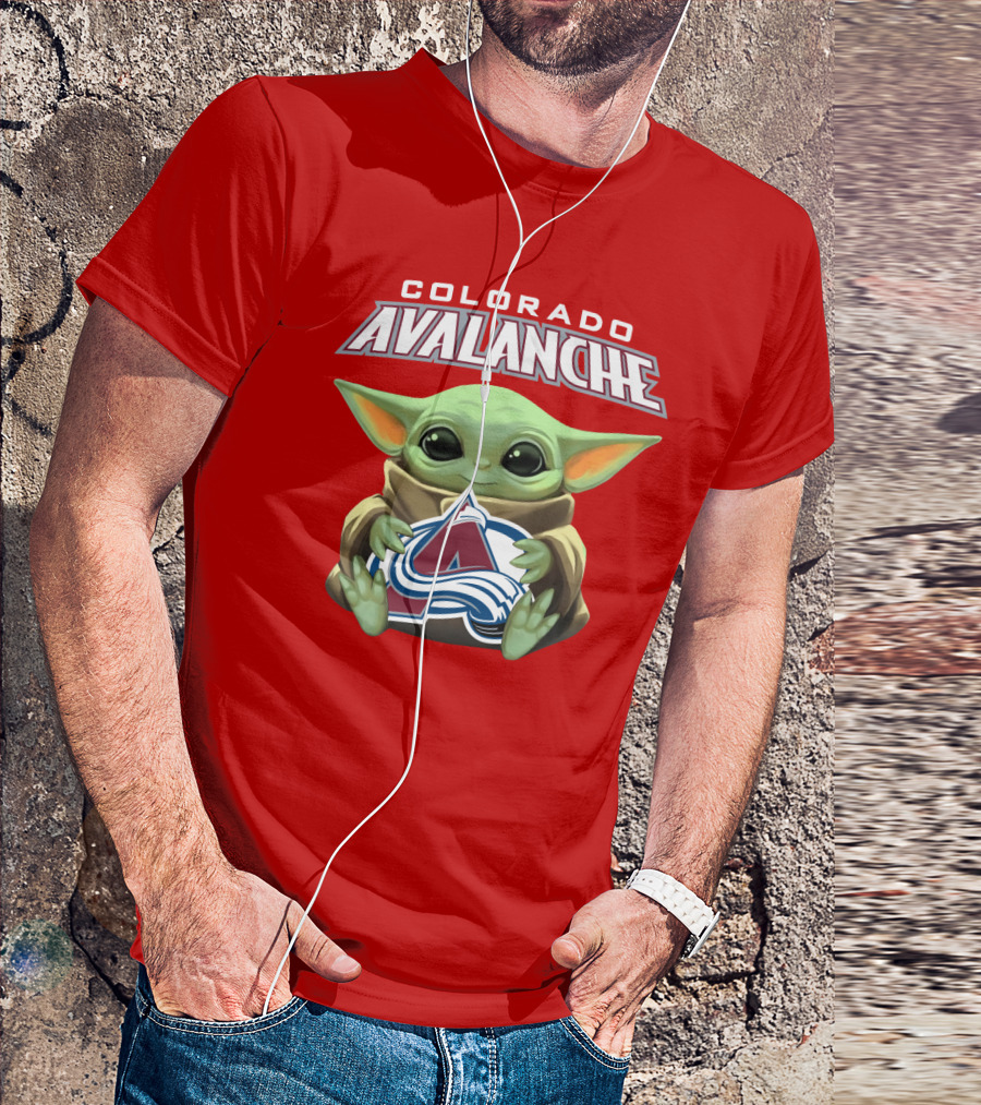 Colorado Avalanche Baby Yoda Holding T-Shirt
