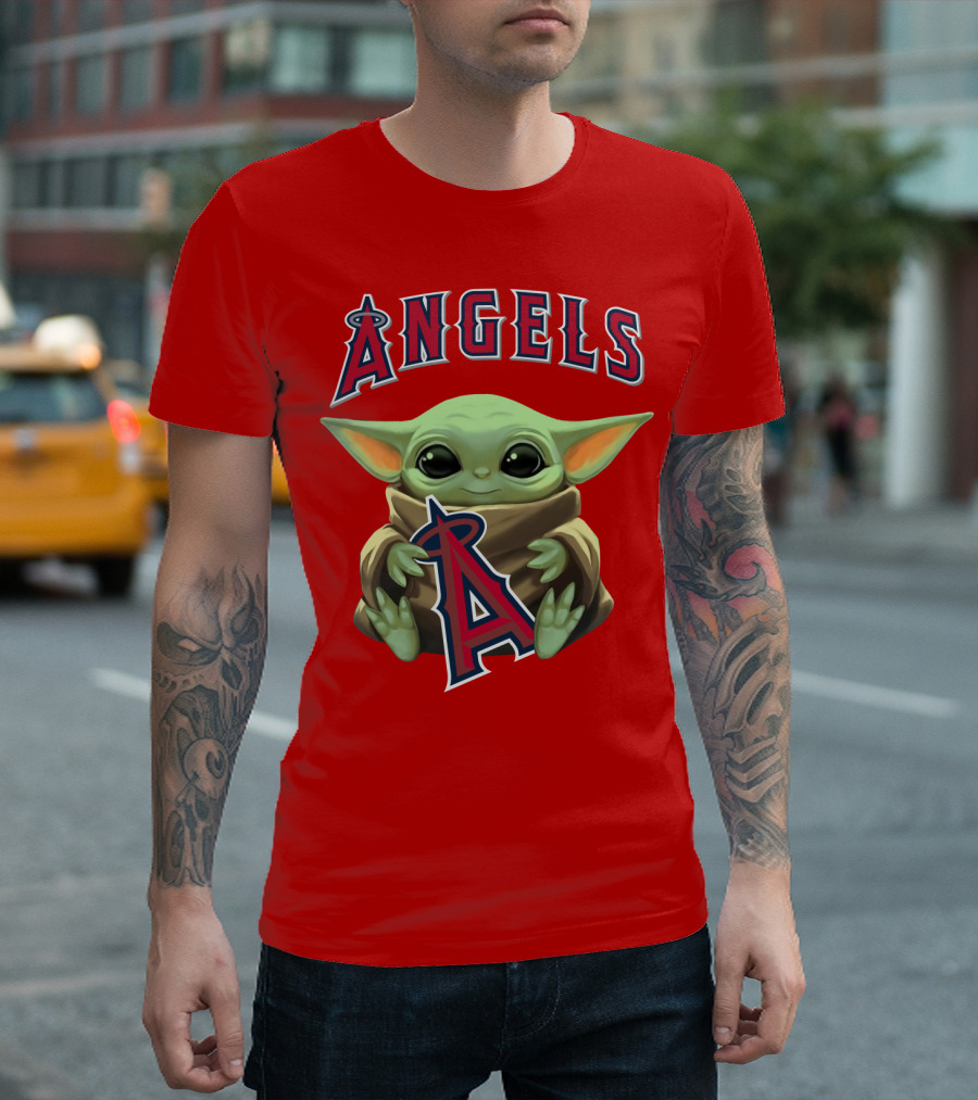 Baby Yoda Angels MLB Baseball Team Crossover T-Shirt