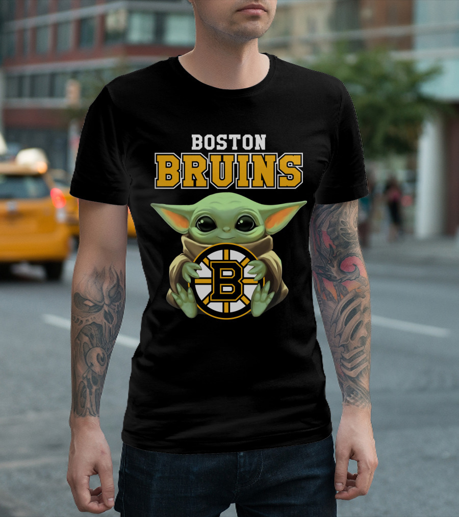 Boston Bruins Baby Yoda Holding T-Shirt