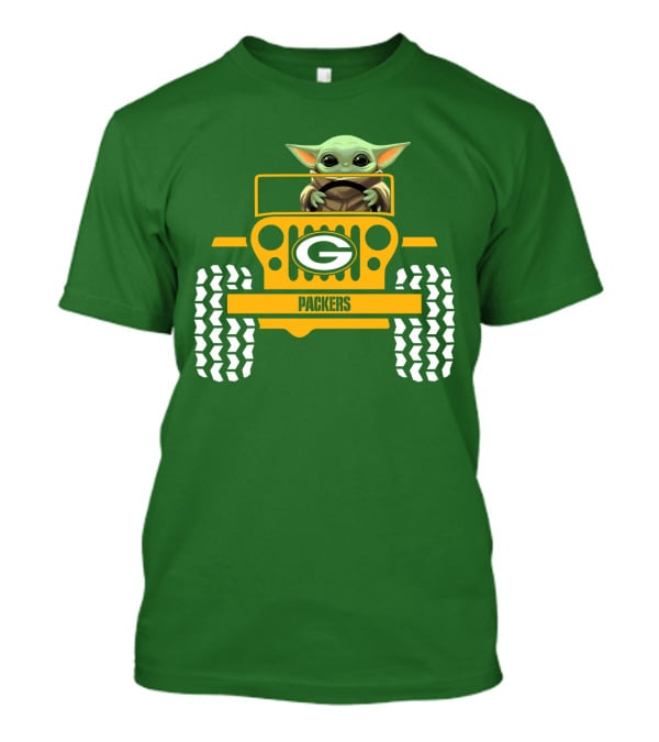 Baby Yoda Driving Green Bay Packers Jeep T-Shirt