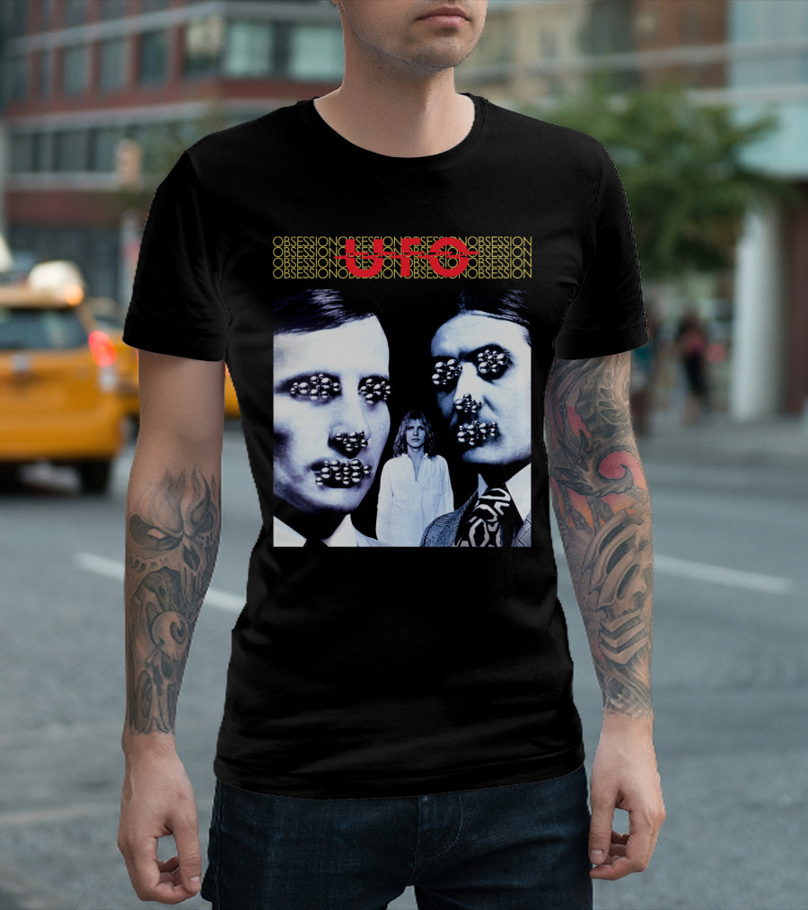 UFO Obsession Faces with Metallic Beads T-Shirt