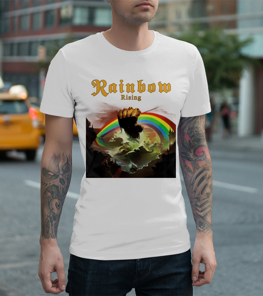 Rainbow Rising Fist And Rainbow Wave T-Shirt