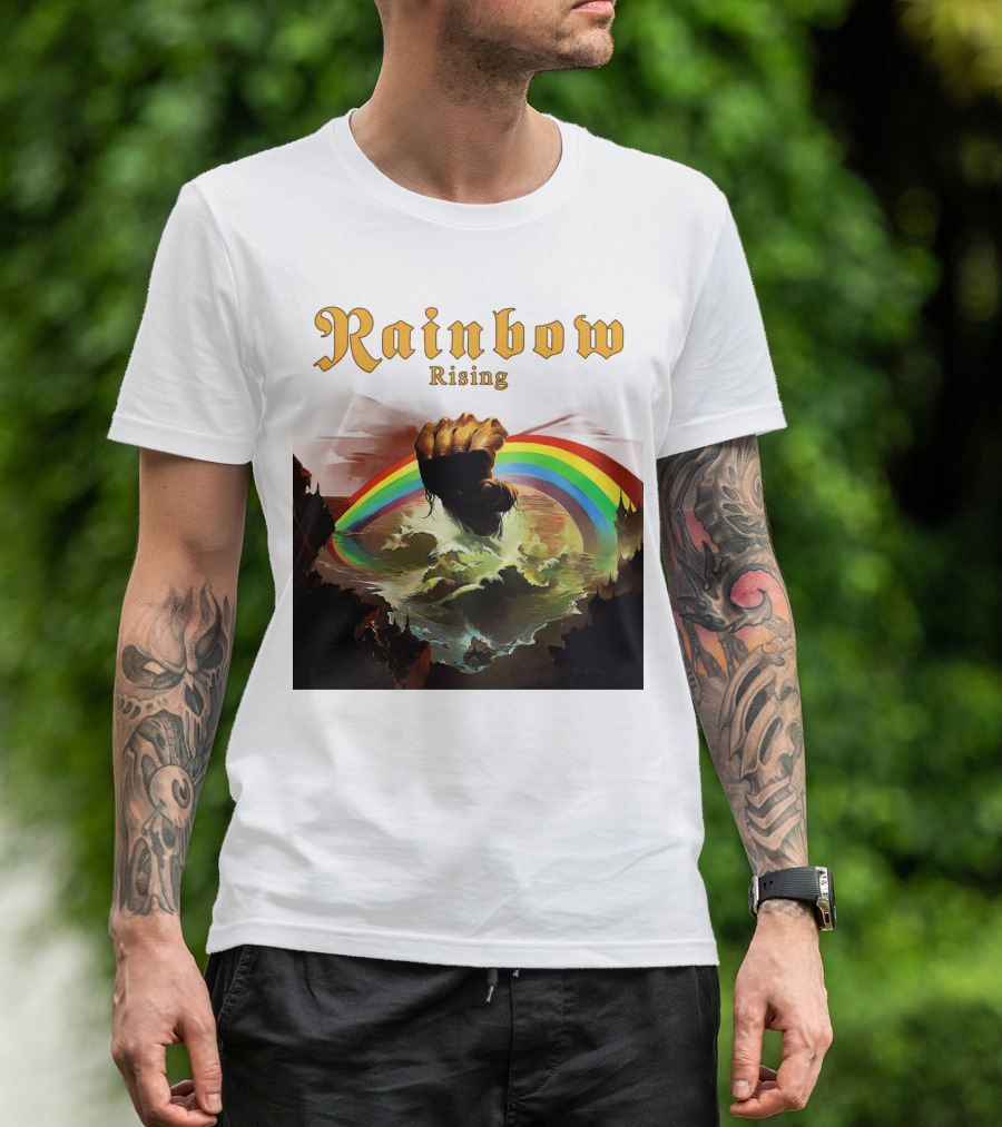 Rainbow Rising Fist And Rainbow Wave T-Shirt