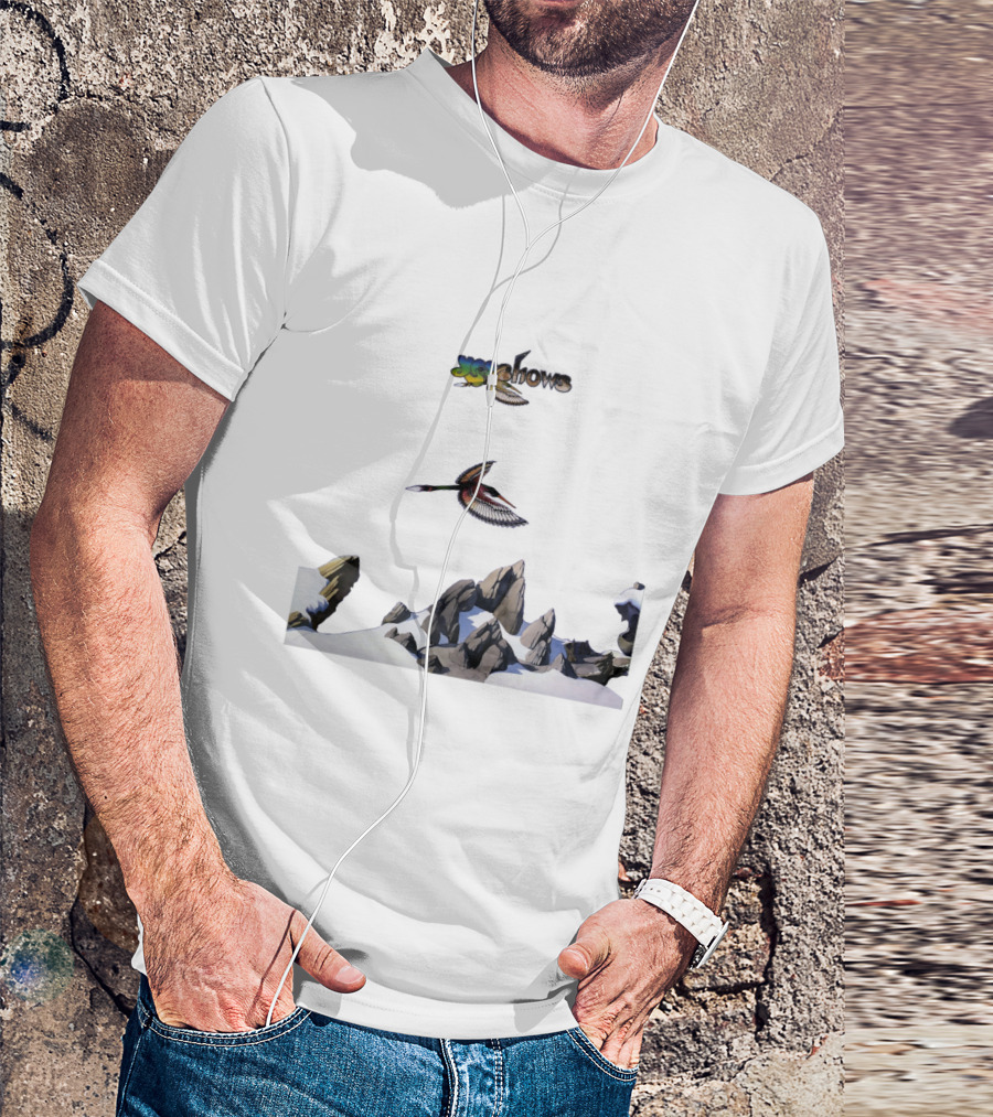Yes Yesshows Album Cover Art With Majestic Bird Over Snowy Mountains T-Shirt