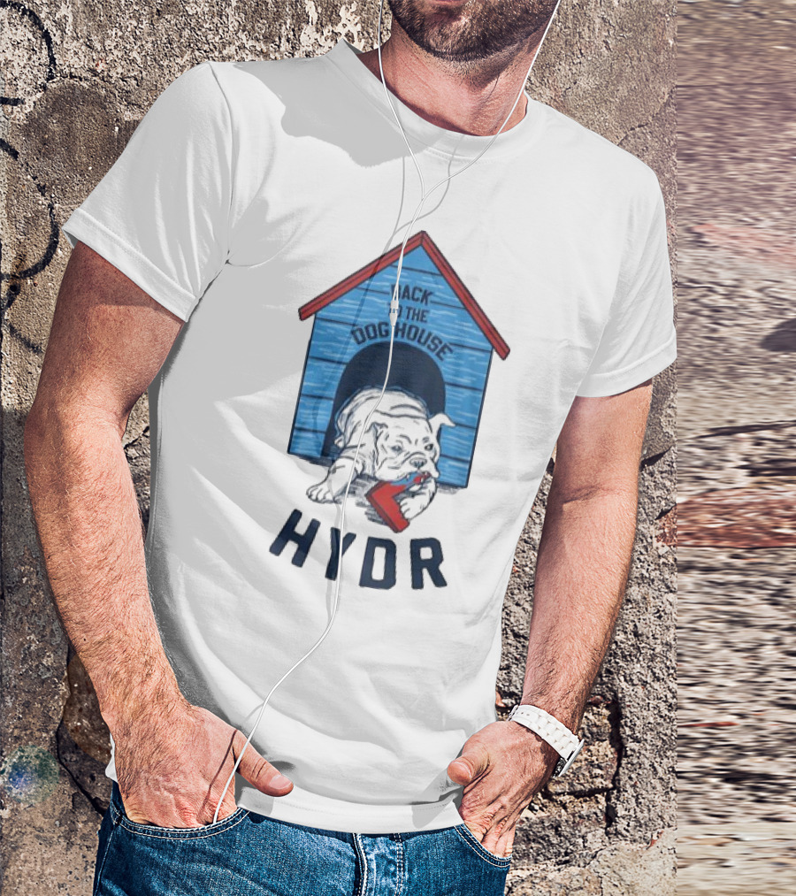 Back To The Dog House HYDR Bulldog With Doghouse And Letter C T-Shirt