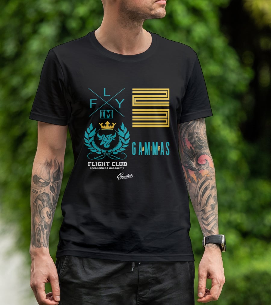 Jordan 11 Gamma Blue Flight Club Sneakerhead Academy Fly Gammas Gammas 23 Crown Laurels T-Shirt