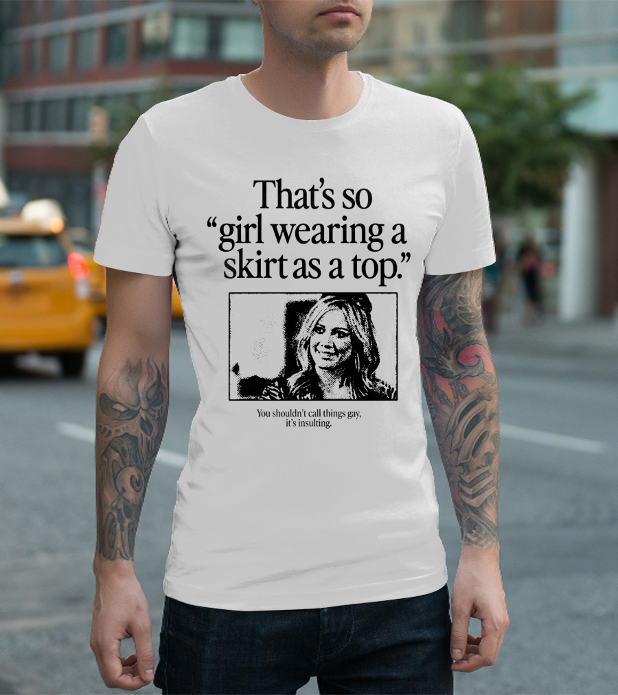 Girl Wearing A Skirt As A Top T-Shirt