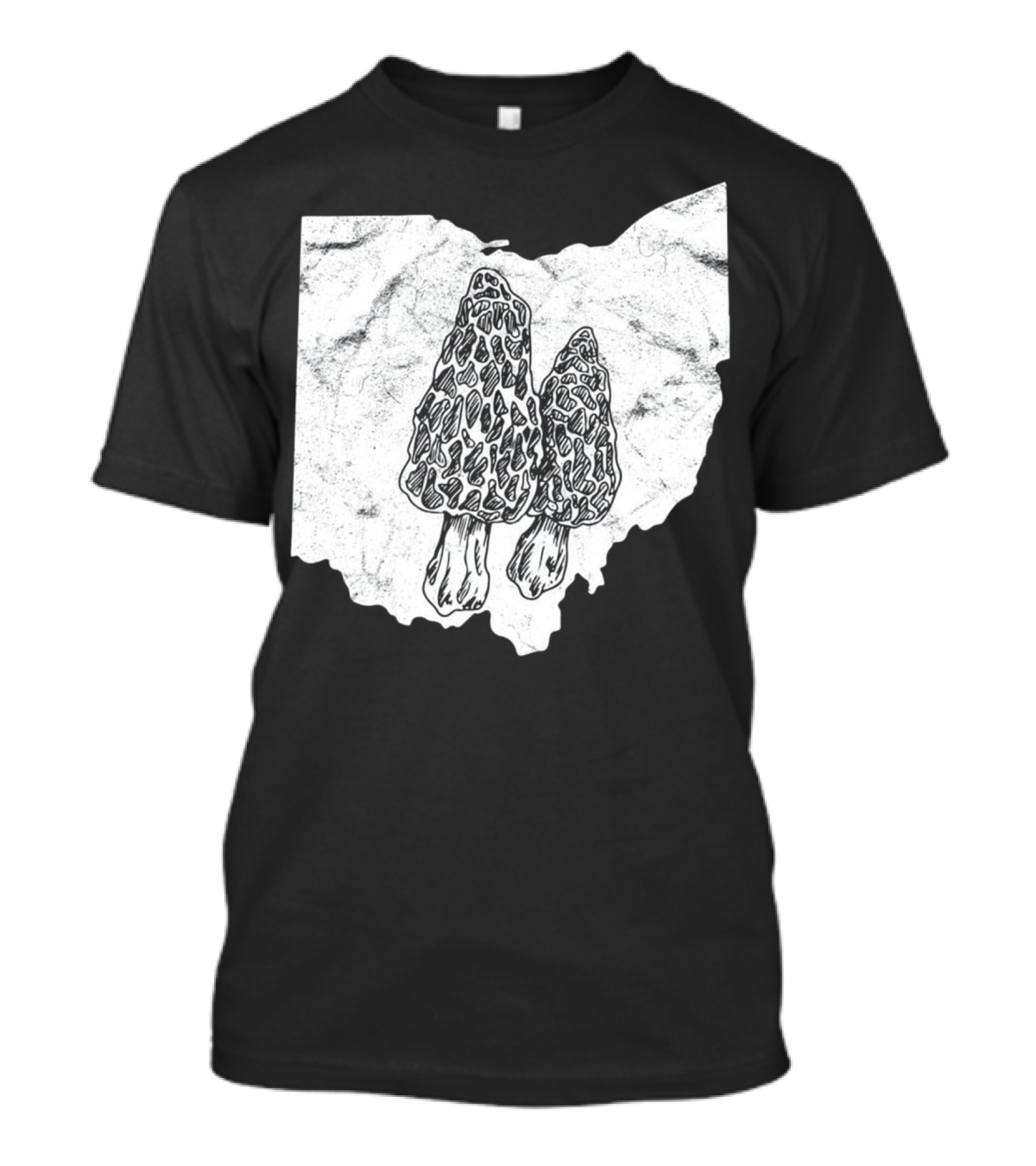 Ohio Morel Mushroom Hunting Map With Illustrated Morels T-Shirt