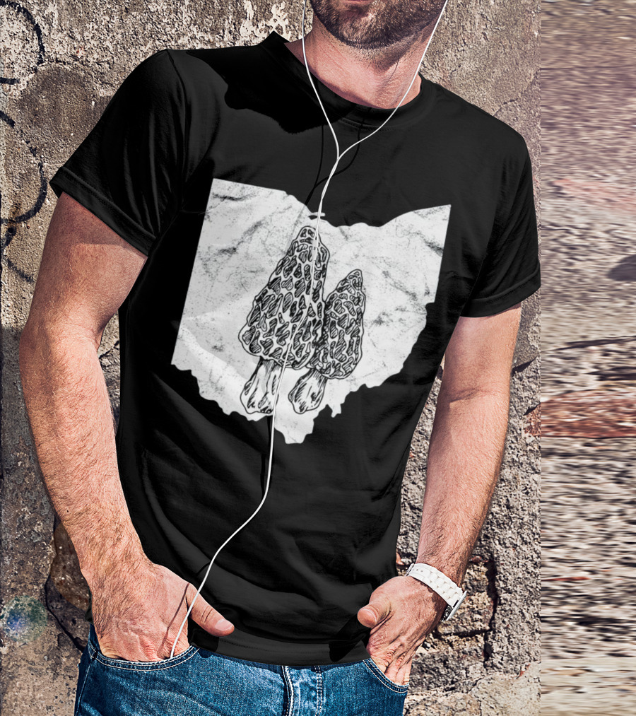 Ohio Morel Mushroom Hunting Map With Illustrated Morels T-Shirt