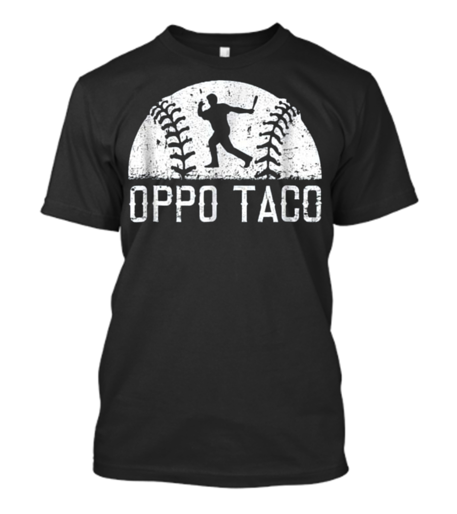 Oppo Taco Baseball Batter Silhouette With Stitching T-Shirt