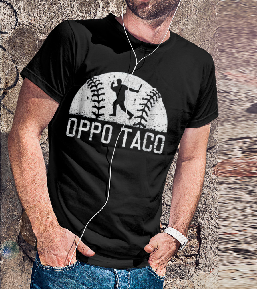 Oppo Taco Baseball Batter Silhouette With Stitching T-Shirt