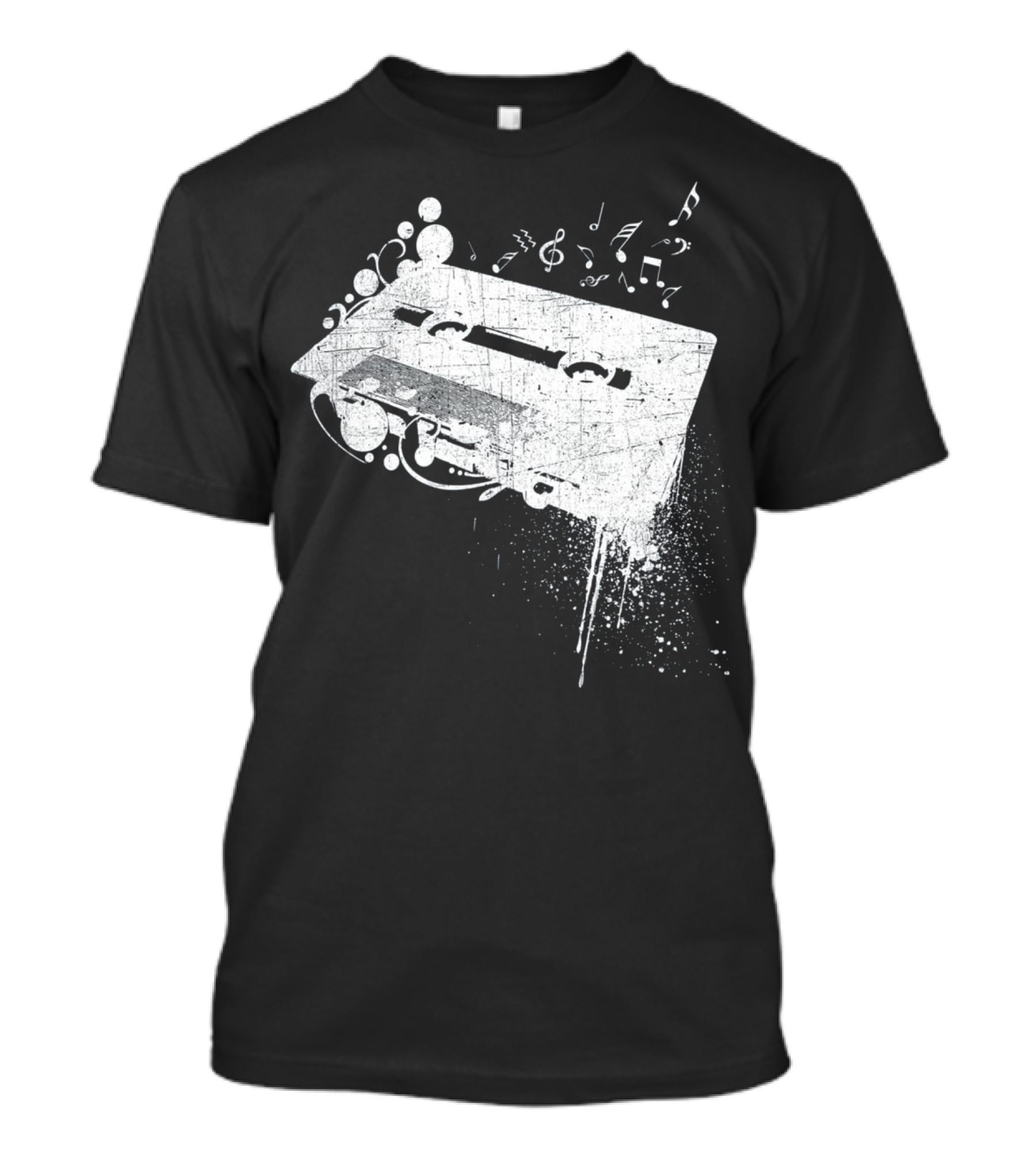 Old School 80s Cassette Tape With Musical Notes Grunge Hip Hop T-Shirt