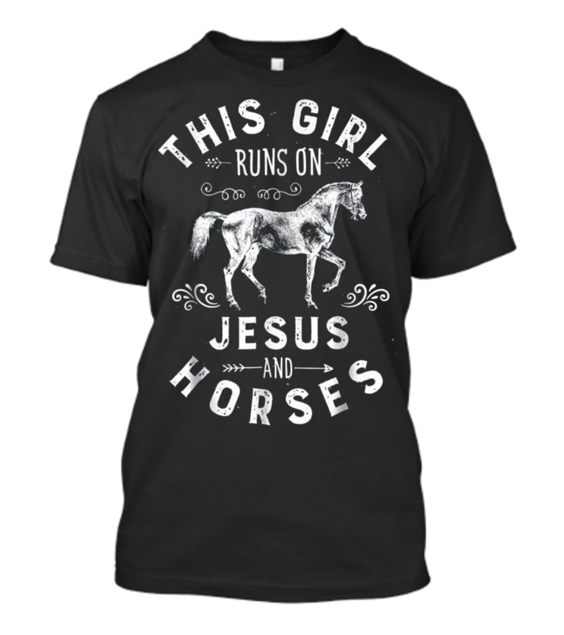This Girl Runs On Faith And Equestrian Passion With Jesus And Horses T-Shirt