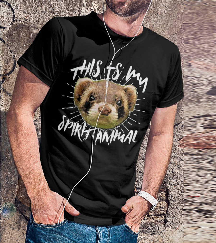 This Is My Spirit Animal Ferret Illustration With Bold Handwritten Text T-Shirt