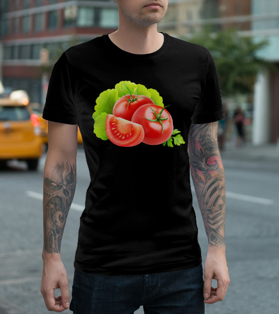 Tomatoes Still Life with Green Leaves T-Shirt