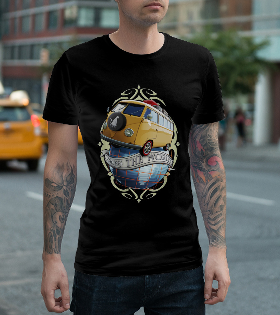 Cross The World Yellow Van Adventure Emblem T-Shirt