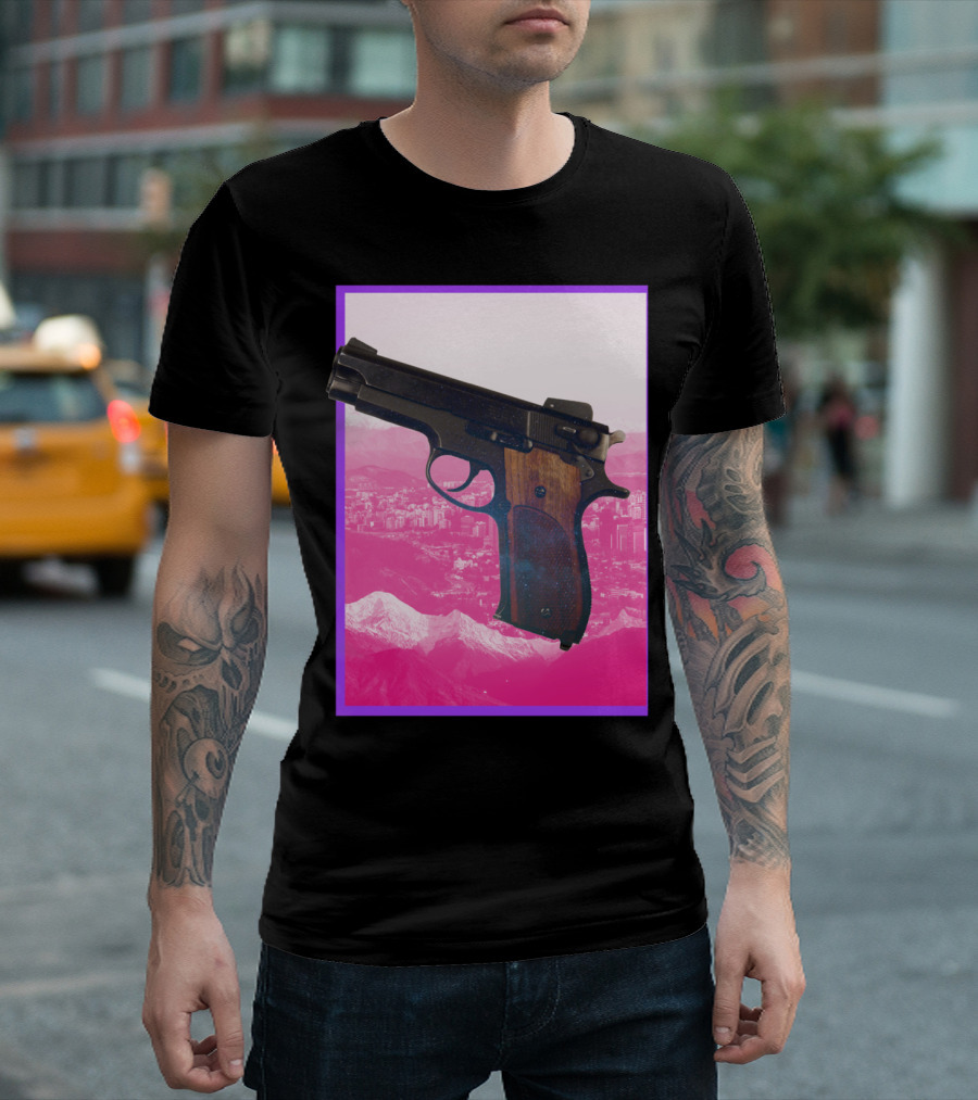 El Yayo Pink Mountain City Gun T-Shirt