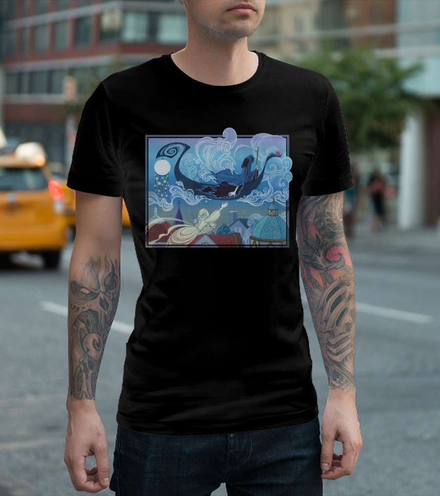 Crossing Over T Spirited Journey Under Moonlit Skies T-Shirt