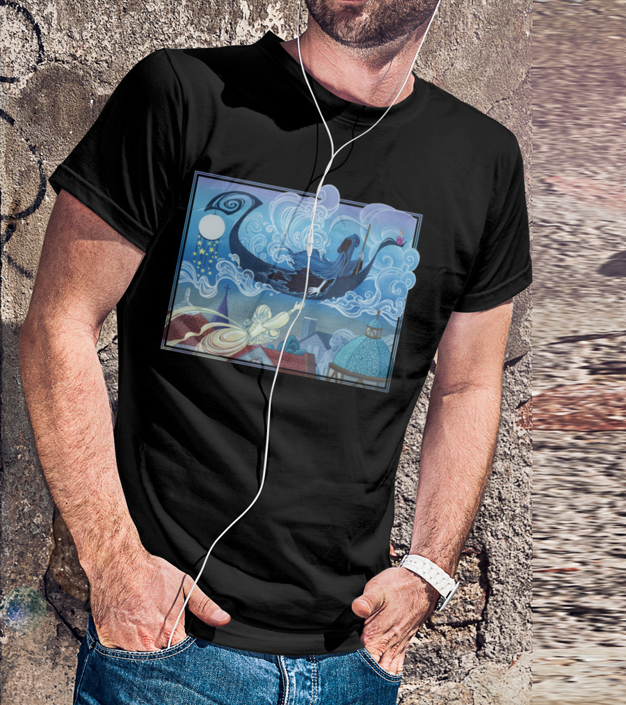 Crossing Over T Spirited Journey Under Moonlit Skies T-Shirt