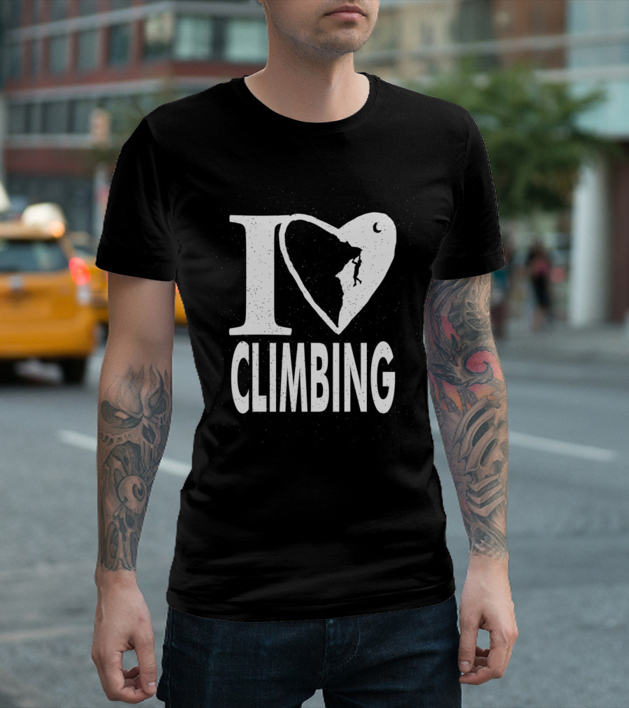 I Love Climbing Heart Rock Climber T-Shirt