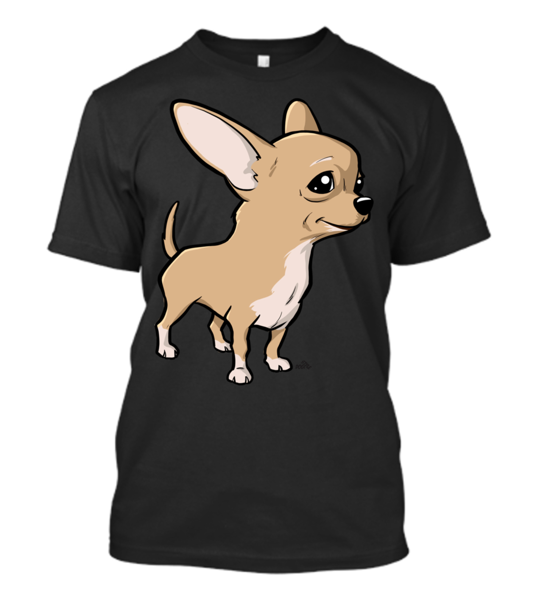 Chihuahua Cartoon Dogr Cute Beige Puppy With Big Eyes T-Shirt
