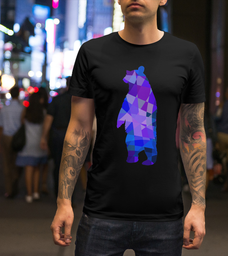 Geometric Bear Cool Polygonal Design Polygon Colors T-Shirt