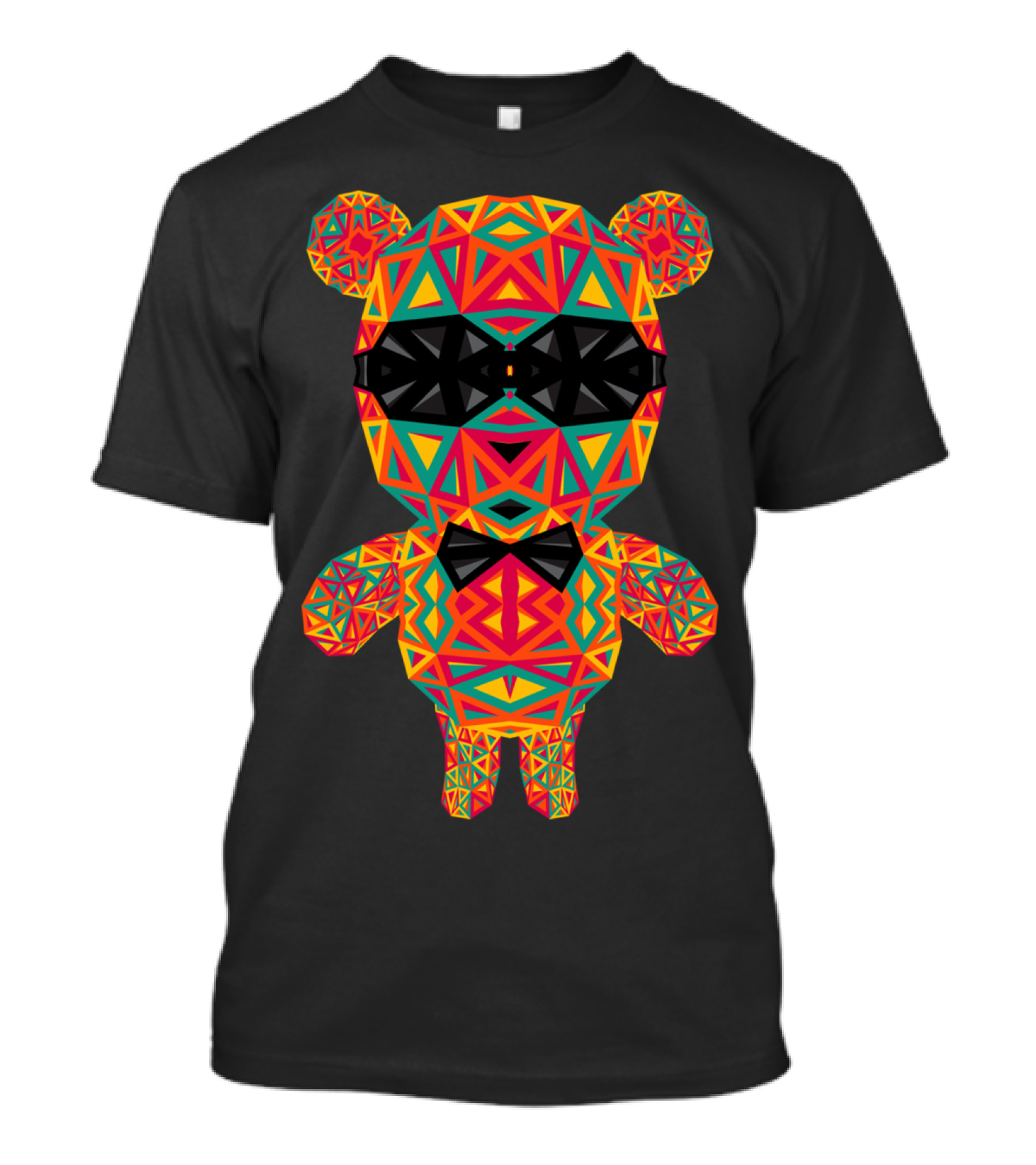 Geometric Bear Colorful Bow Tie T-Shirt