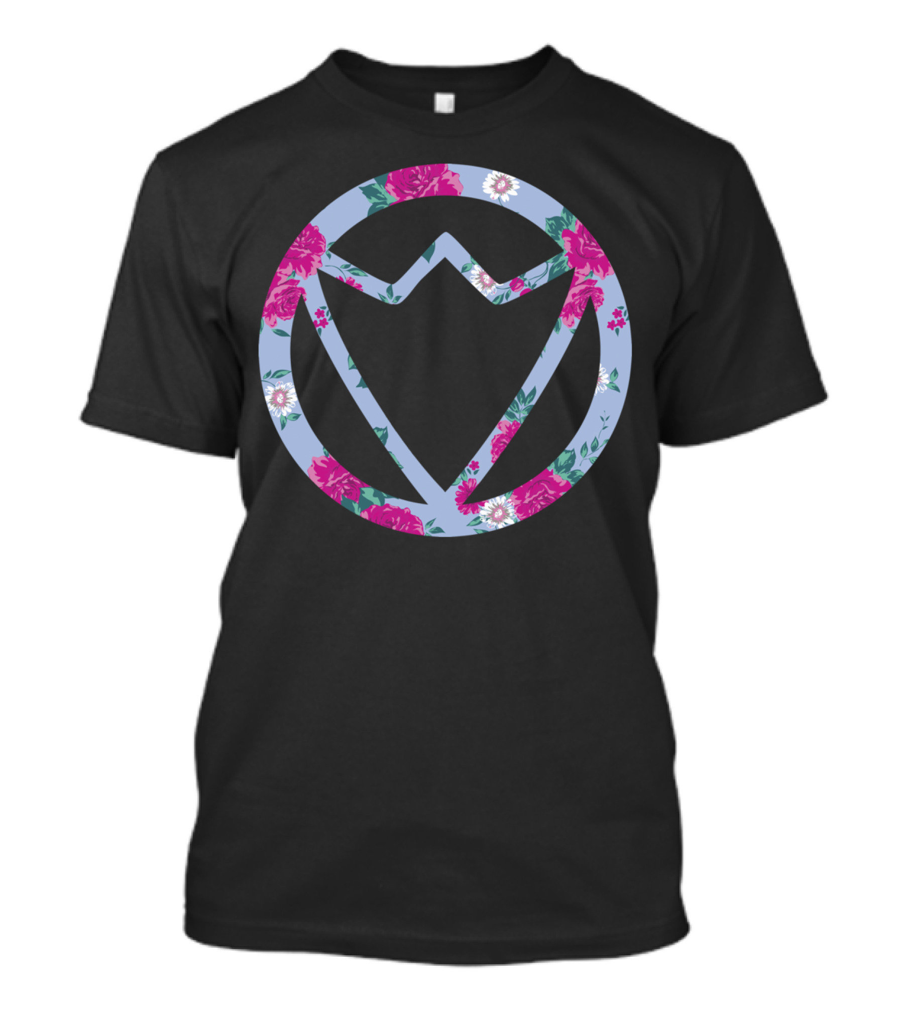 Floral Falcon Emblem Racer Circle Peony T-Shirt
