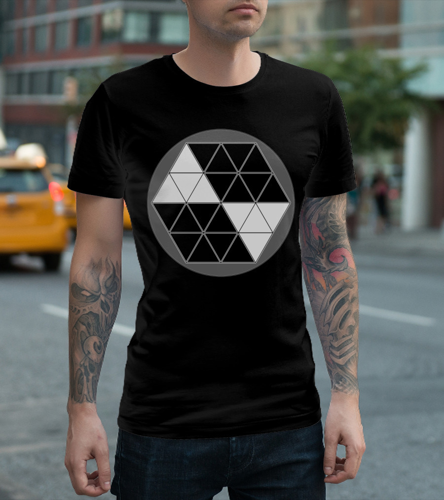 Geometric Black And White Triangle Cube T-Shirt