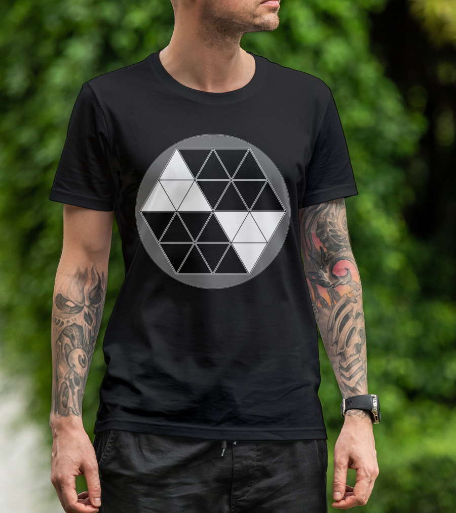 Geometric Black And White Triangle Cube T-Shirt