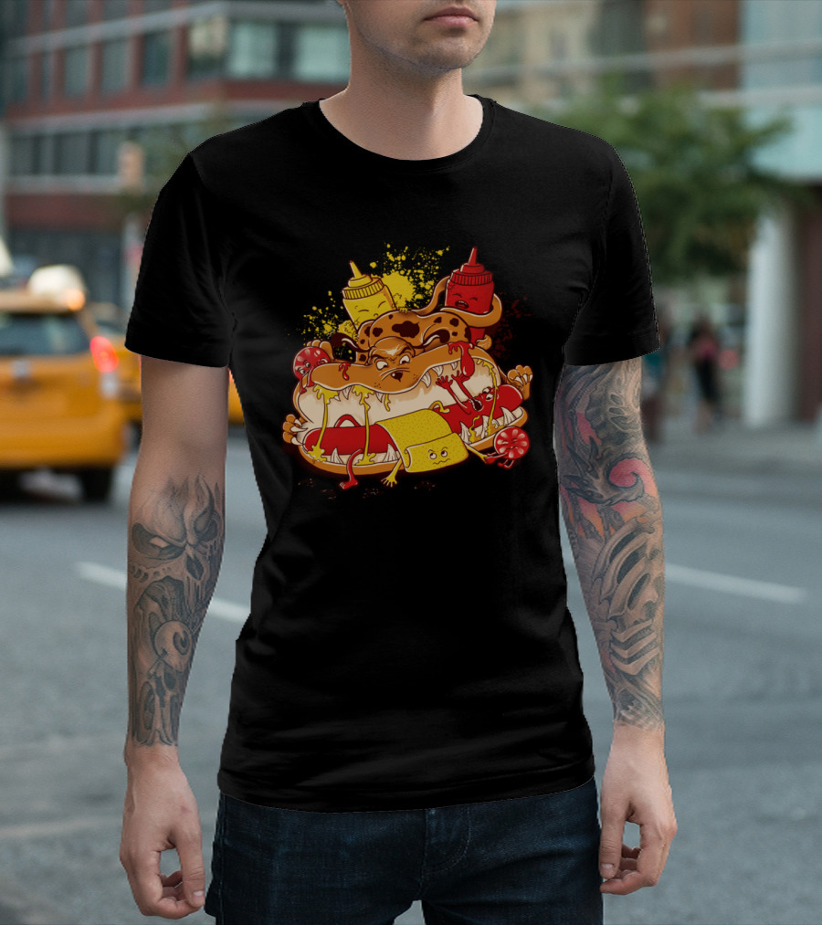 Run Sosis Hotdog Ketchup Mustard Comedy Escape T-Shirt