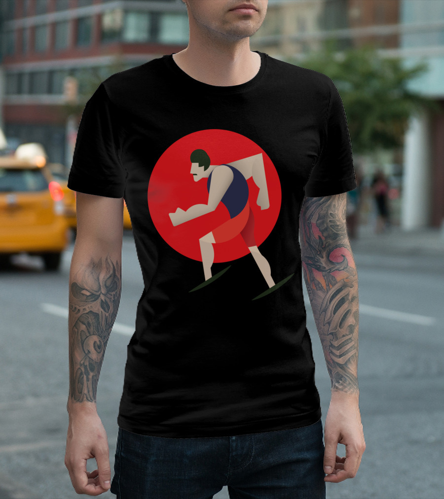 Running Man T S Bold Athlete Red Sun Burst T-Shirt