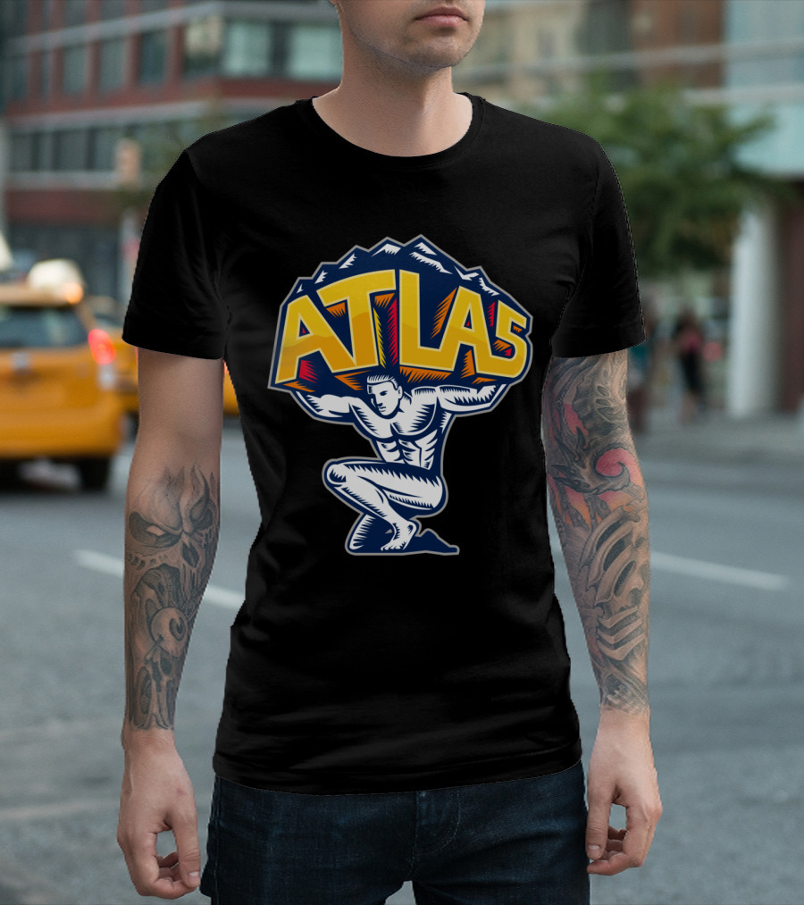 Atlas Lifting Mountain Kneeling Iconic Strength T-Shirt