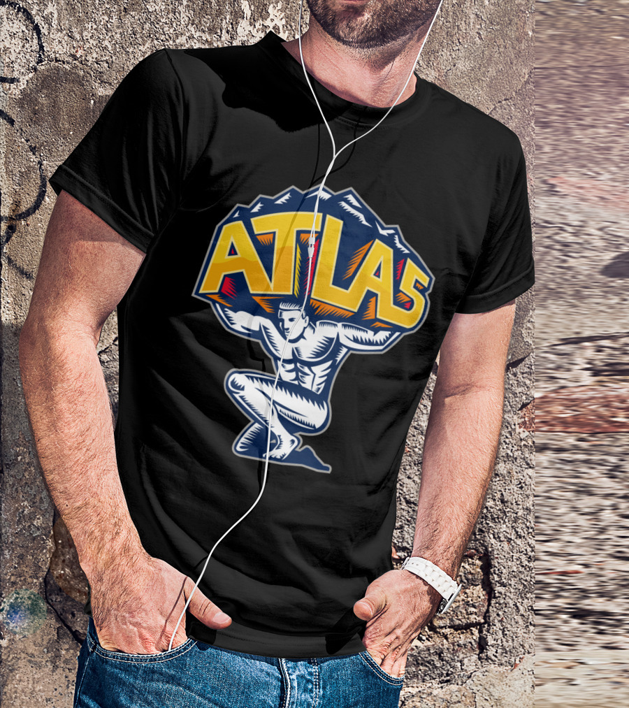 Atlas Lifting Mountain Kneeling Iconic Strength T-Shirt