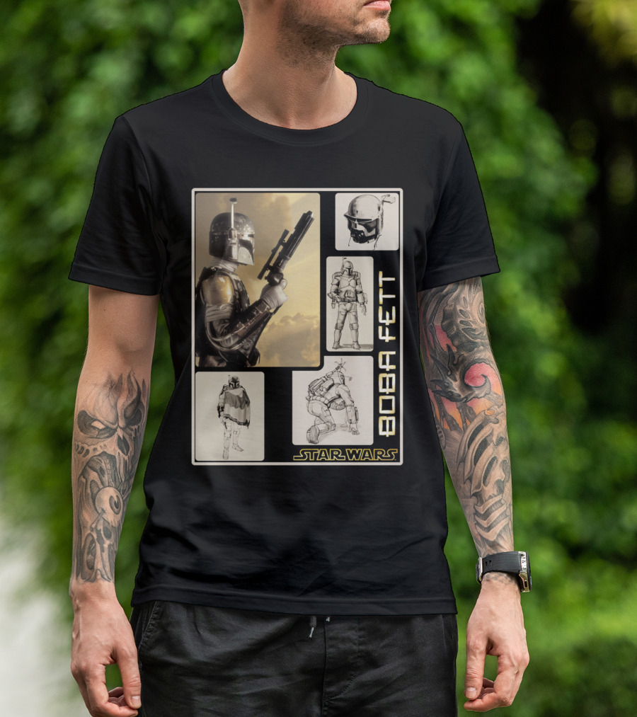 Star Wars Boba Fett Detailed Retro Montage T-Shirt