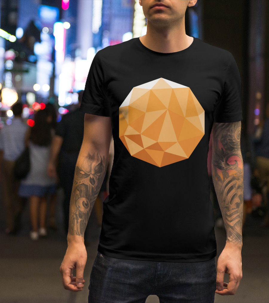 Geometric Comet Orange Polyhedron T-Shirt
