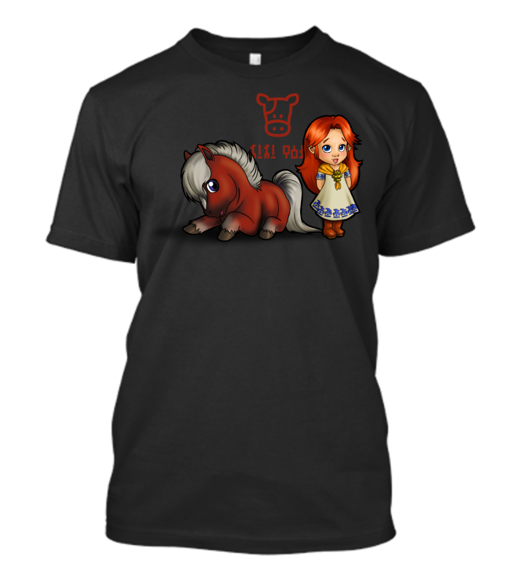 Child Malon And Epona The Foal With Stylized Cow Symbol And Hylian Text T-Shirt