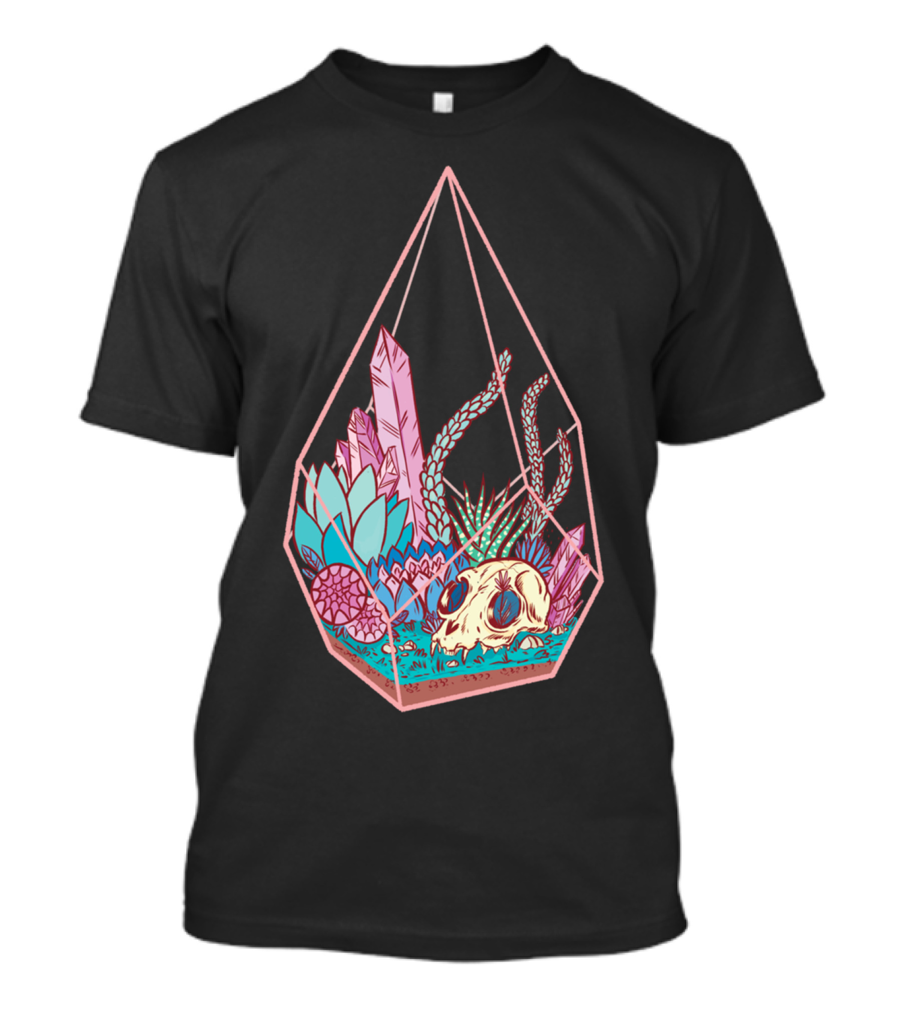 Crystal Succulent Skull Terrarium Nature T-Shirt