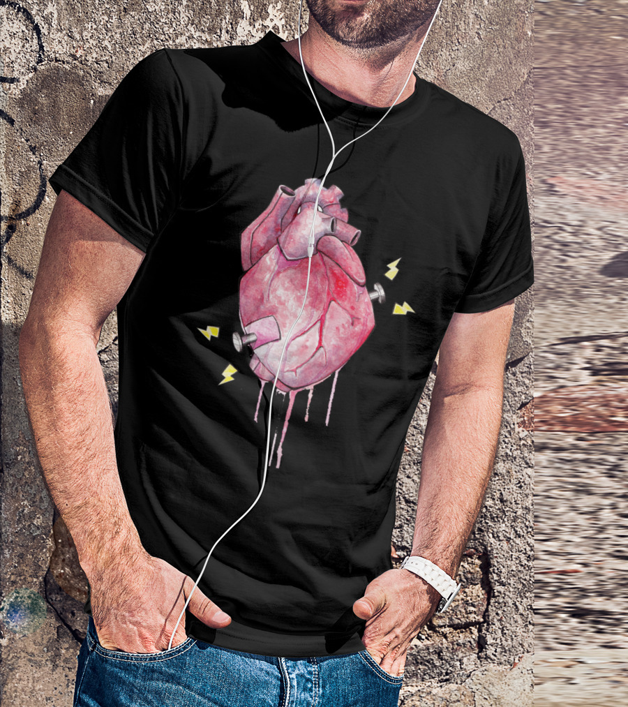 Electrifying Heart With Lightning Bolts And Screws T-Shirt