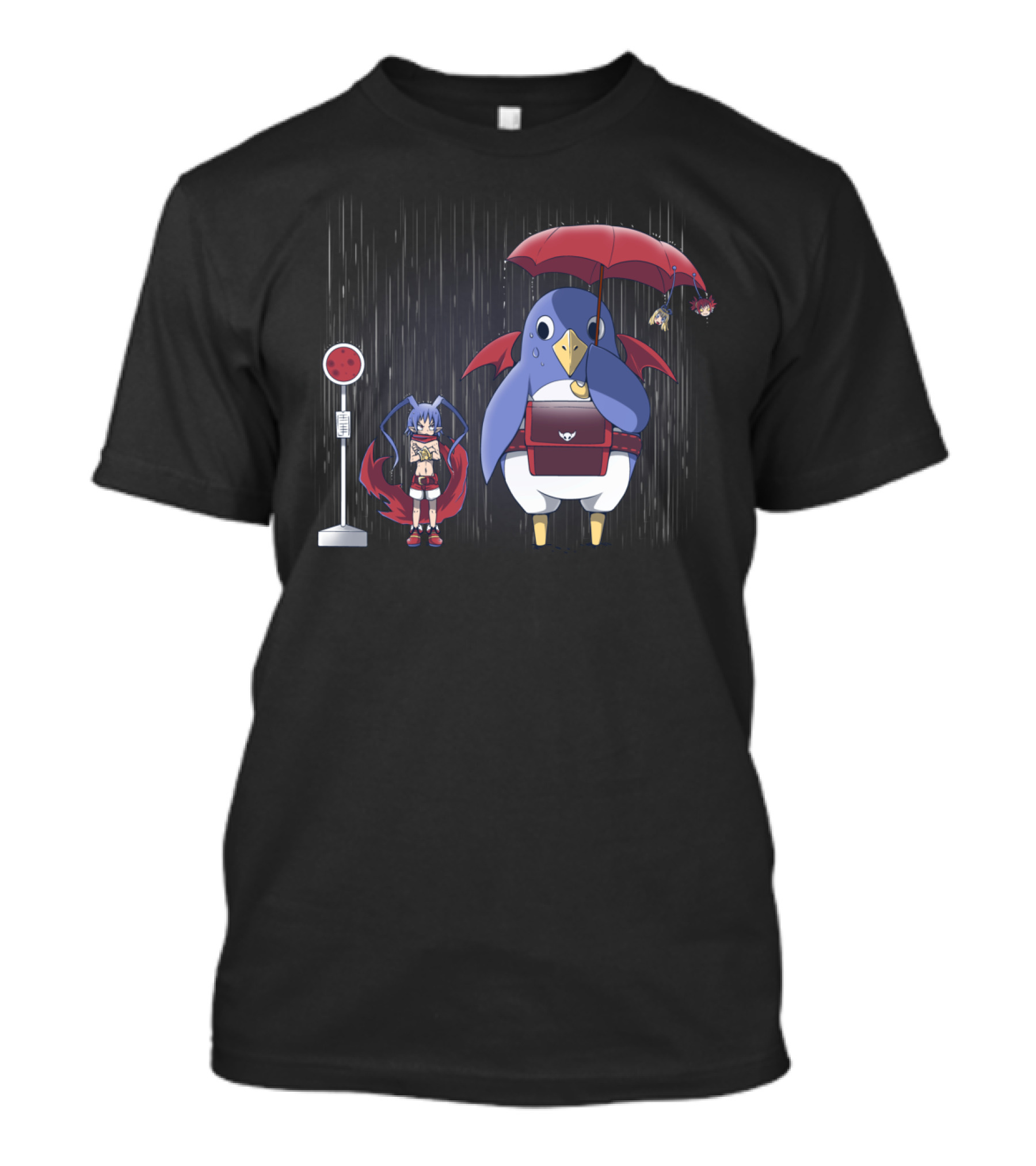 Disgaea My Neighbor Penguin Crossover With Anime Character At Bus Stop T-Shirt