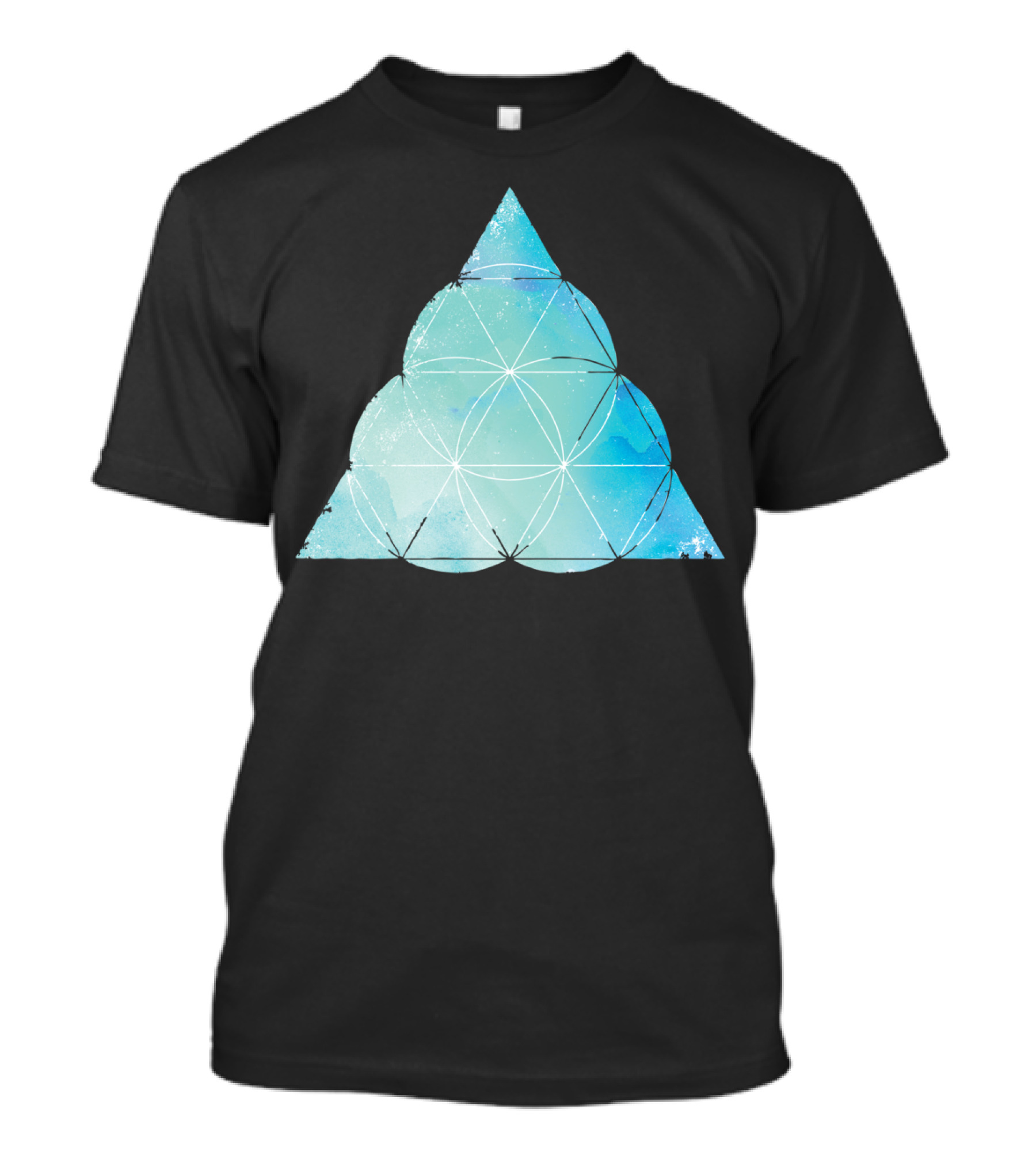 Sacred Geometry Watercolour No5 Blue Triangle T-Shirt