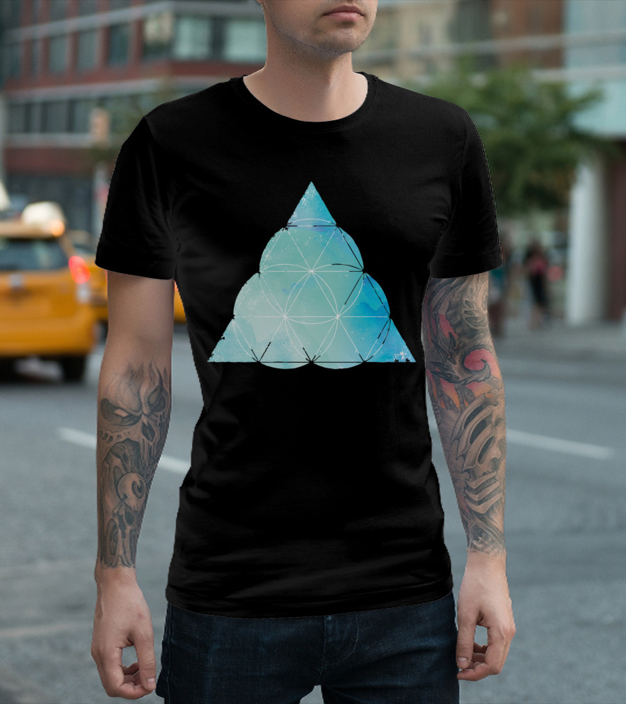 Sacred Geometry Watercolour No5 Blue Triangle T-Shirt