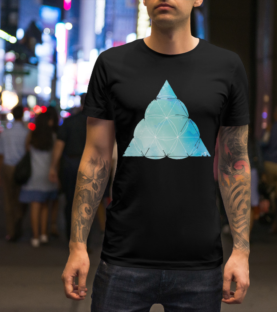 Sacred Geometry Watercolour No5 Blue Triangle T-Shirt