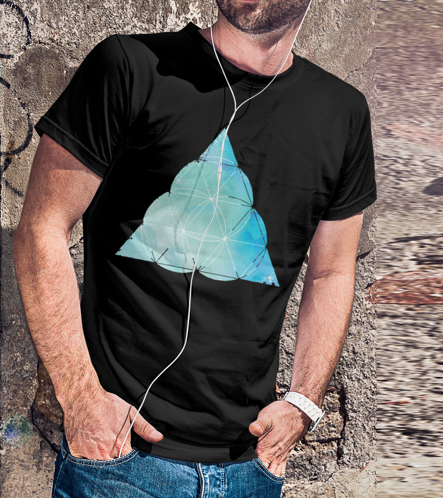 Sacred Geometry Watercolour No5 Blue Triangle T-Shirt