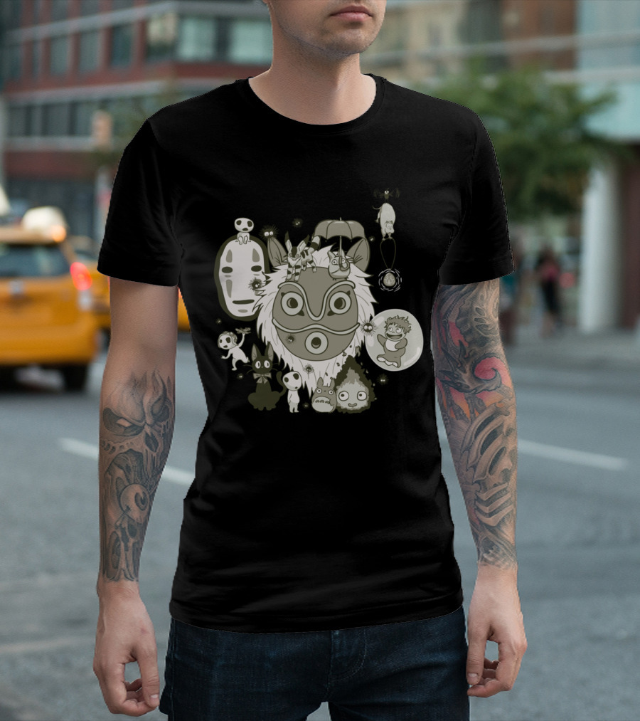 Studio Ghibli My Sweet Friends Totoro Spirited Away Princess Mononoke Characters T-Shirt