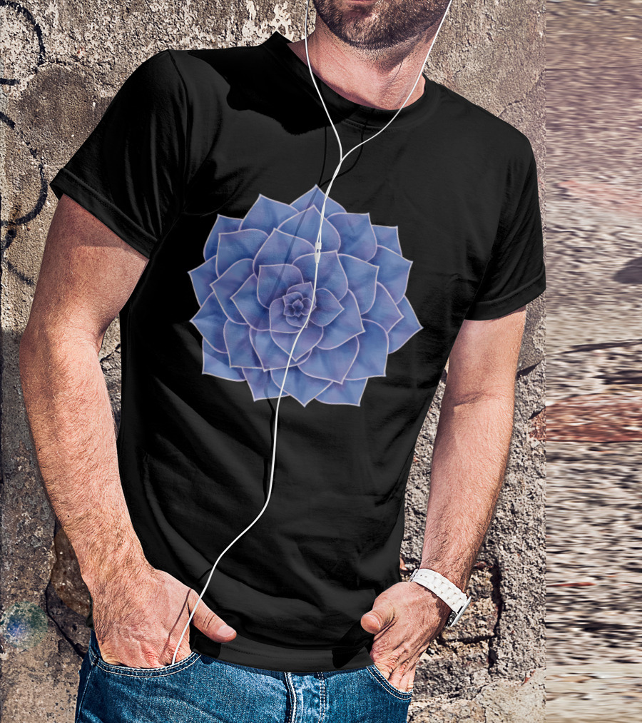 Elegant Big Purple Echeveria Succulent Flower T-Shirt