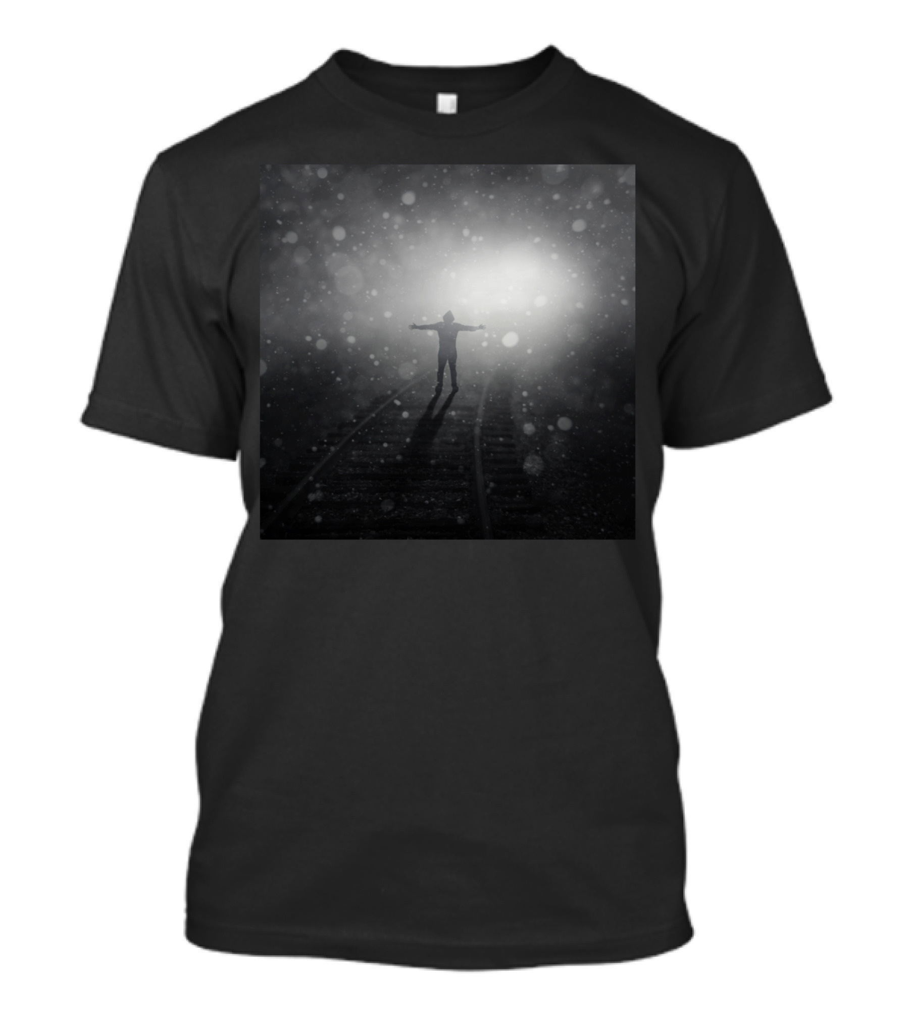Train To Catch Mysterious Foggy Railroad Scene T-Shirt